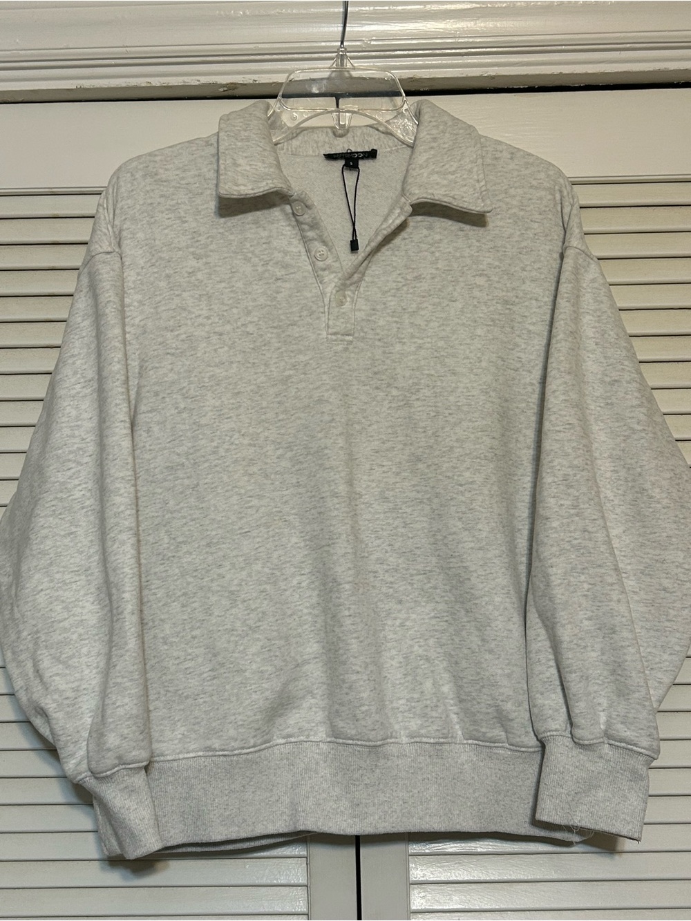Papermoon Light Heather Gray Crewneck Quarter-Button Pullover